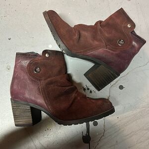 Size 41 Burgundy Leather Suede Wanda Panda Boho Booties